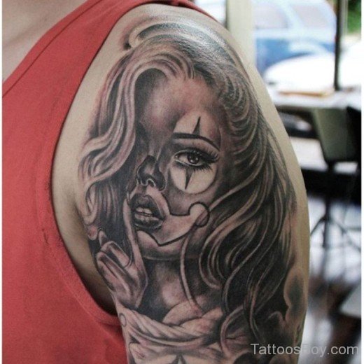Latino Gril Tattoo On Soulder-TB1051