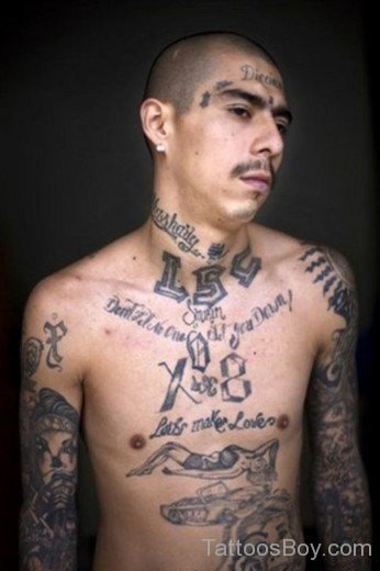 Latino Tattoo Design On NEck-TB1058
