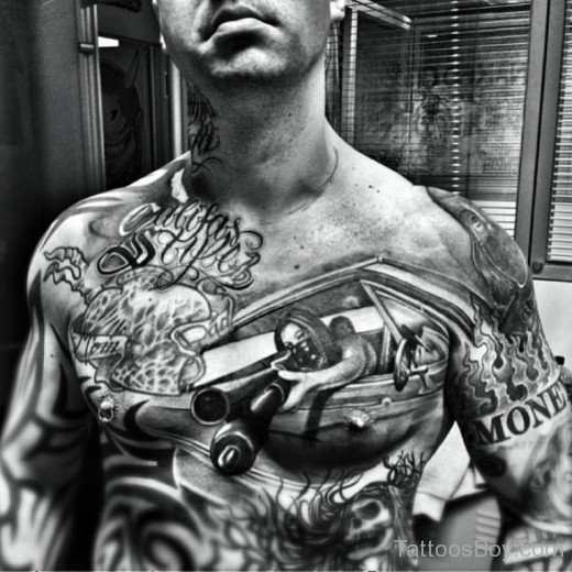 Latino Tattoo On Chest-TB1061