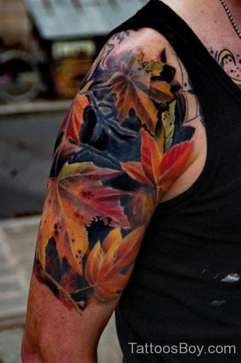 Colorful Leaf Tattoo 