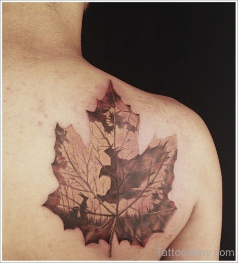 Leaf Tattoo On Back-Tb161