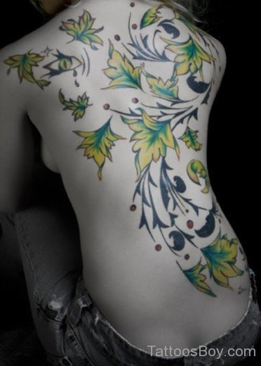 Leaf Tattoo On Full Back-Tb166