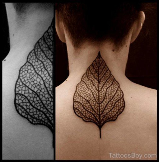 Leaf Tattoo On Nape-Tb168
