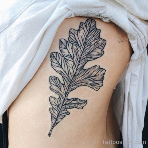Leaf Tattoo On Rib-TB12122