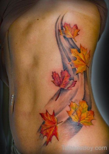 Leaf Tattoo On Rib-Tb169