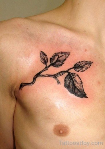 Leaf Tattoo On Chest