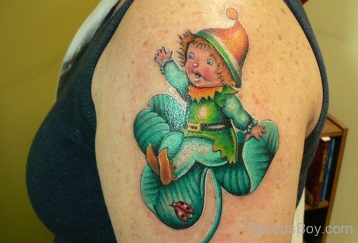 Leprechaun BAby  Tattoo On Shoulder-TB12048