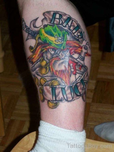 Leprechaun Tattoo Design On LEg-TB12072