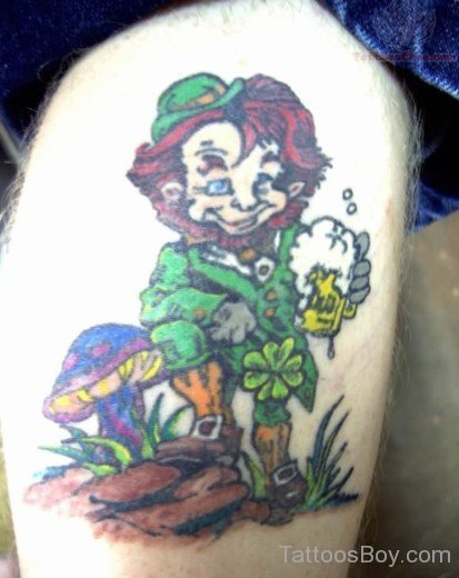 Leprechaun Tattoo On Thigh-TB12090