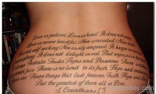 Lettering Tattoo On Lower BAck-TB150