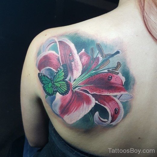 Lily And Butterfly Tattoo-TB12060