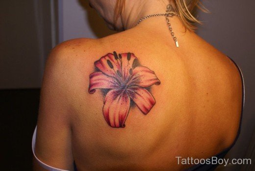 Lily Flower Tattoo Design On Back-TB12066
