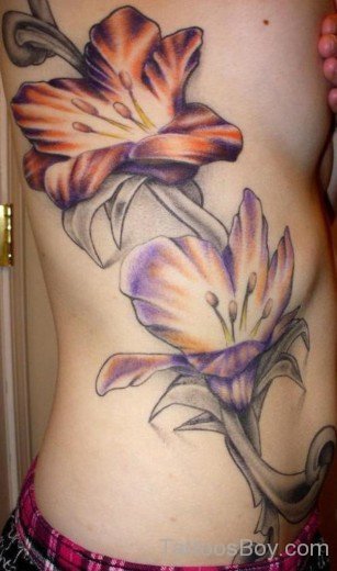 Lily Flower Tattoo Design On Rib-TB12068