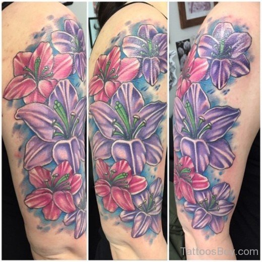 Lily Flower Tattoo On Half Sleeve-TB12071