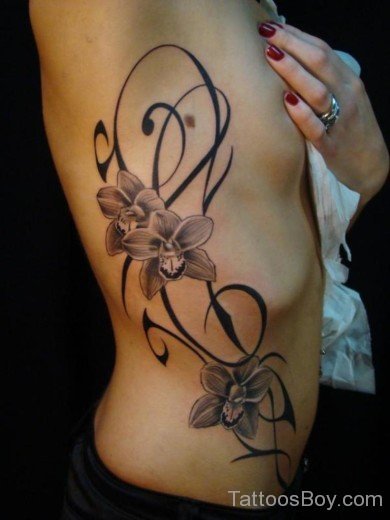 Lily Flower Tattoo On Rib-TB12073