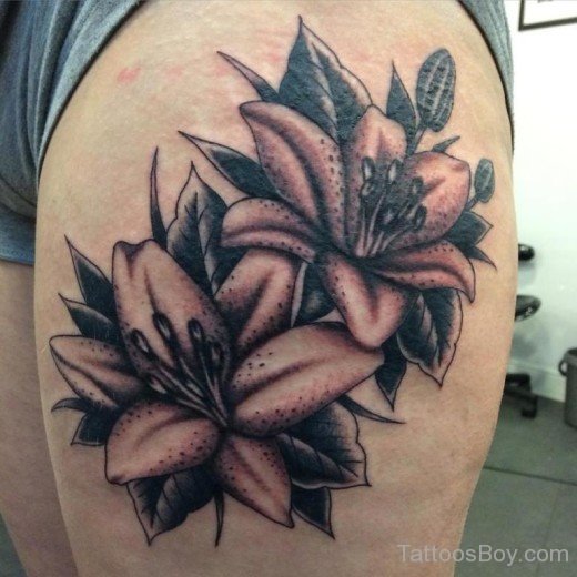 Lily Flower Tattoo On Thigh-TB12075
