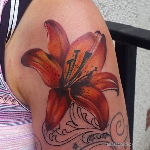 Lily Flowert Tattoo On Bicep-TB12077