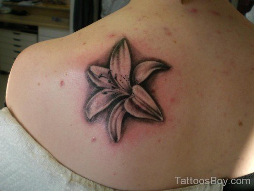 Lily Tattoo Design On Back-TB12091