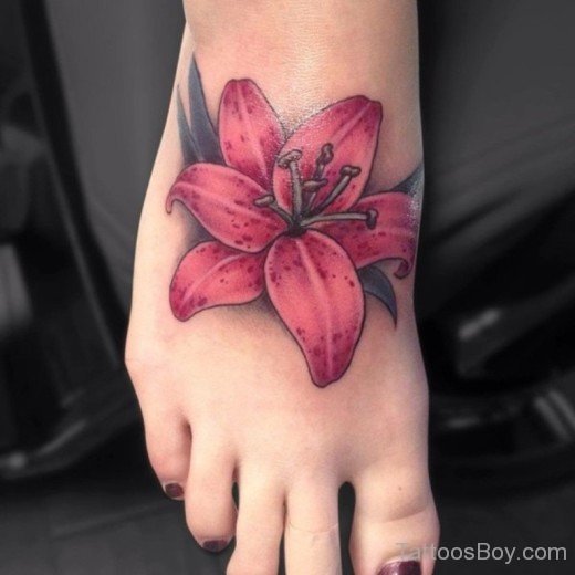 Lily Tattoo Design On Foot-TB12094