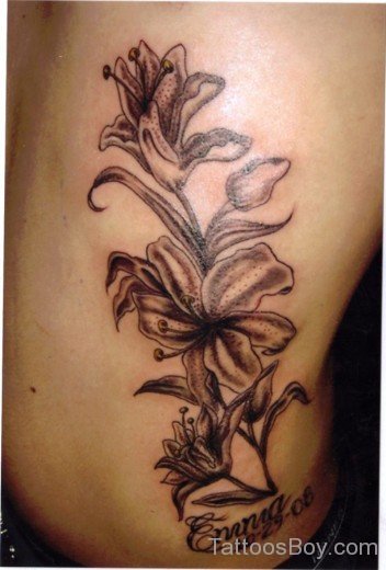 Lily Tattoo Design On Rib 1-TB12095