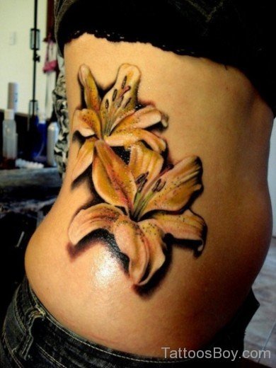 Lily Tattoo Design On Rib 4-TB12096