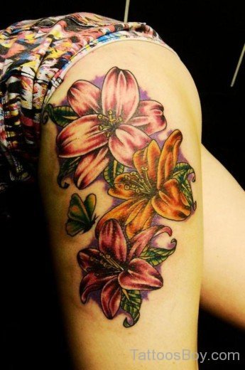 Lily Tattoo Design On Thigh-TB12100