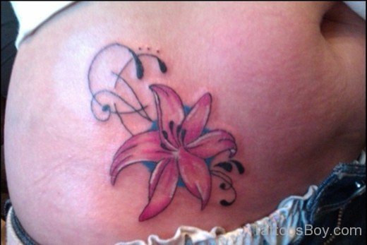 Lily Tattoo Design On Waist 147-TB12101