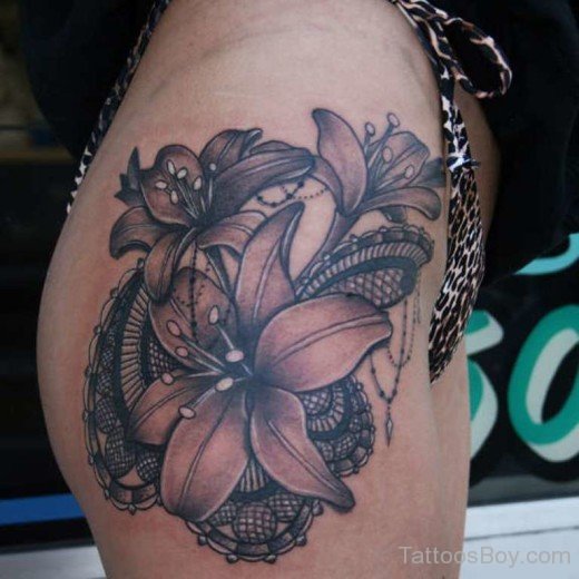 Lily Tattoo Design On Waist-TB12103