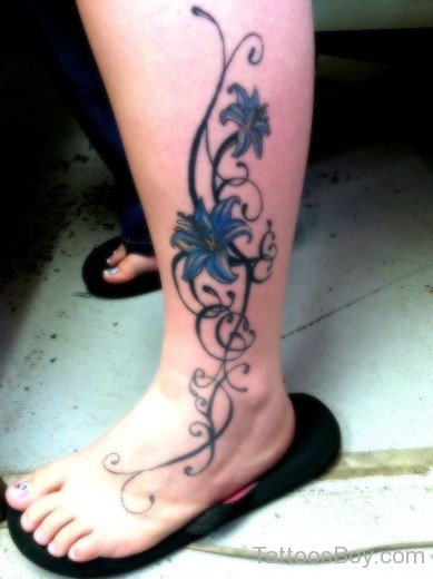Lily Tattoo On Ankle-TB12104