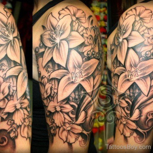 Lily Tattoo On Half Sleeve 4-TB12111