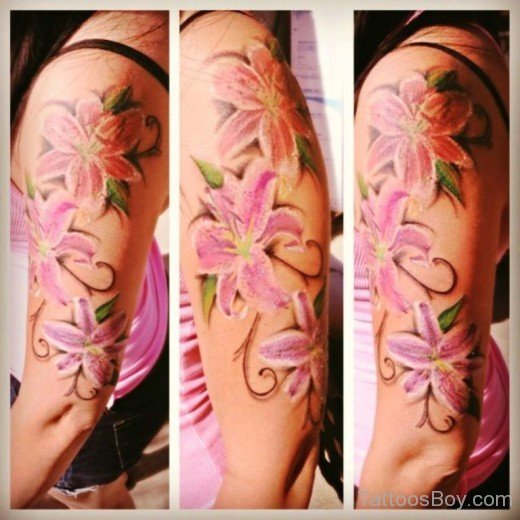 Lily Tattoo On Half Sleeve-TB12112