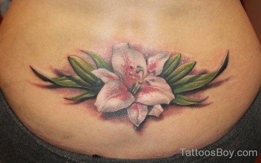 Lily Tattoo On Lower Back-TB12113