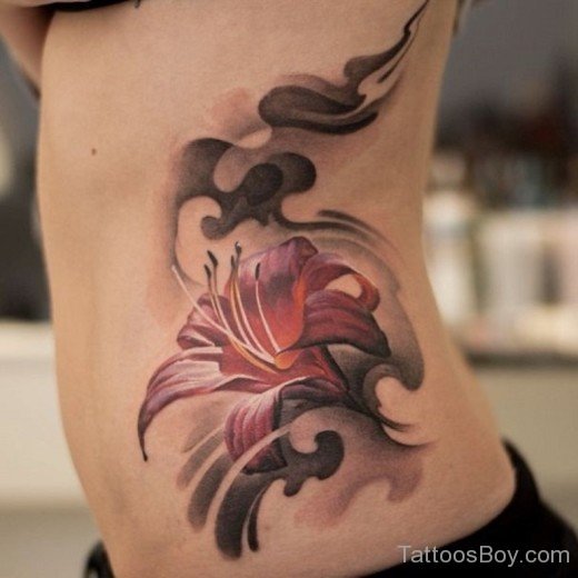 Lily Tattoo On Rib