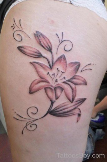 Lily Tattoo On Thigh
