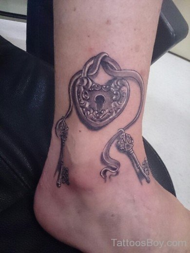 Lock And  Key Tattoo On Ankle-TB1103