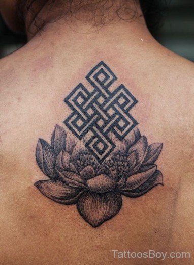 Lotus And knot Tattoo On Back-TB1109