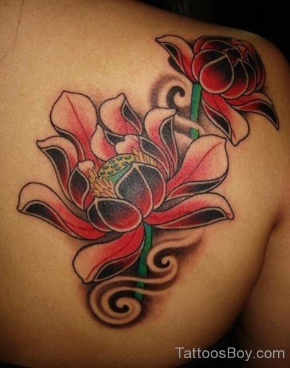 Graceful Lotus Flower Tattoo On Back-TB1055