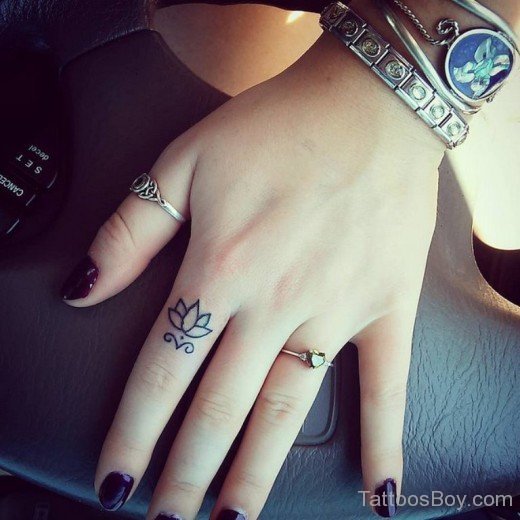 Lotus Flower Tattoo On Finger-AWl1064