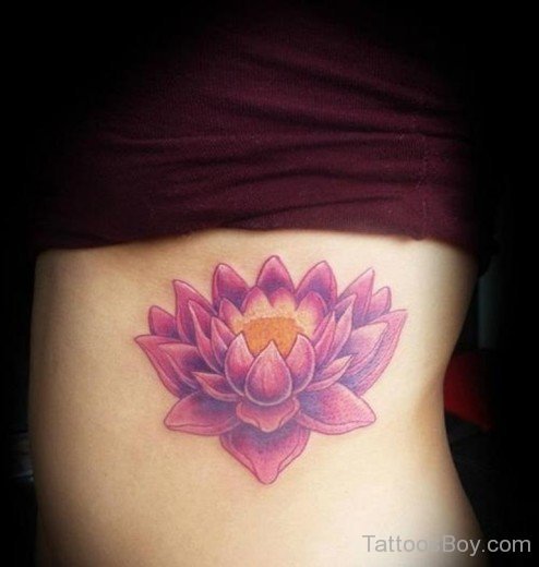 Lotus Flower Tattoo On Rib-TB1056