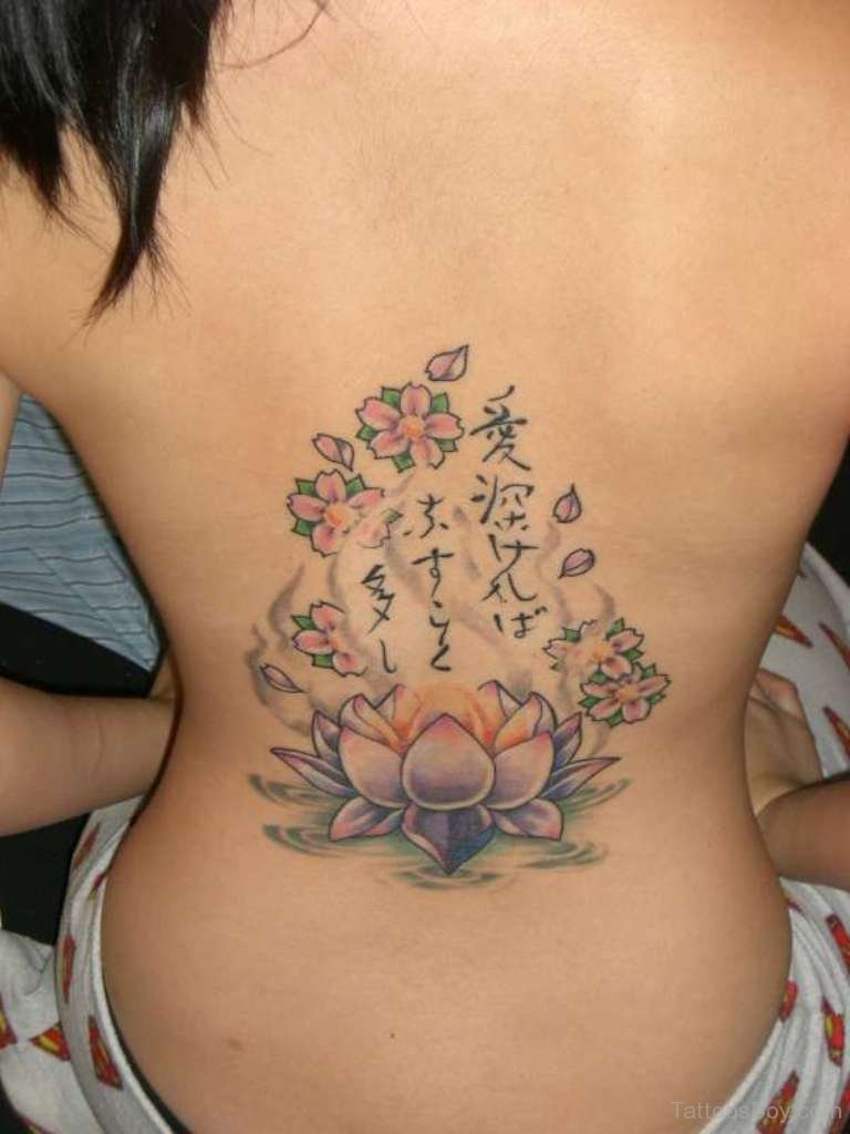 Lotus Tattoo Design On Lower Back.