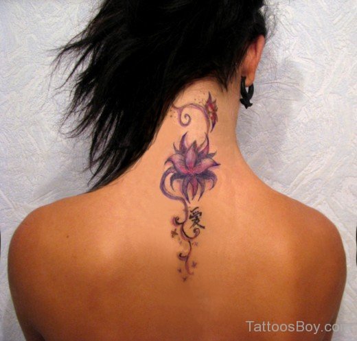 Lotus Tattoo Design On Nape-TB1068