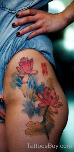 Lotus Tattoo Design On Thigh-TB1069