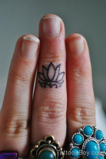 Lotus Tattoo On Finger-TB1079