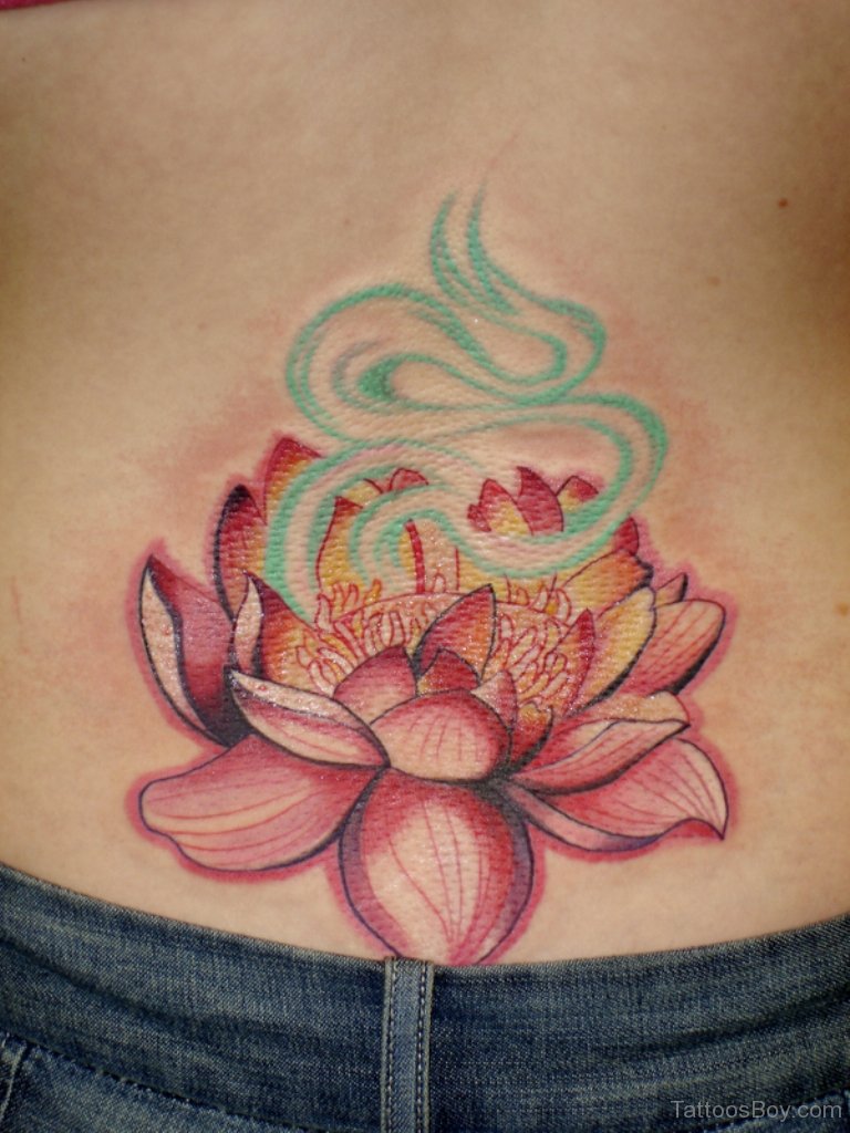 Lotus Tattoo On Lower Back.