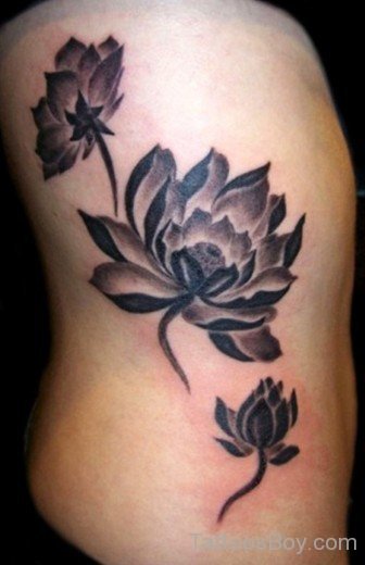 Graceful Lotus Tattoo On Rib-TB1085