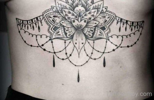 Lotus Tattoo On Stmach-TB1087