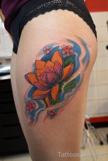Lotus Tattoo On Thigh