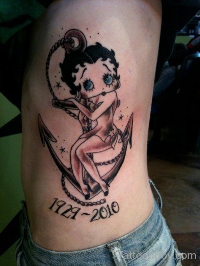 Lovely Betty Boop Tattoo On Rib-TB1077