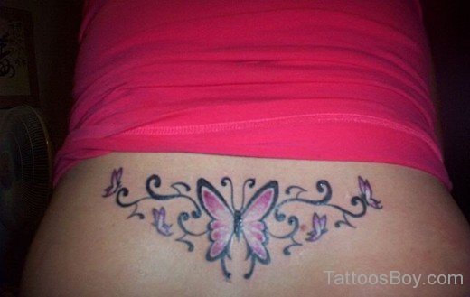 Lovely Butterfly Tattoo On Lower Back-TB158