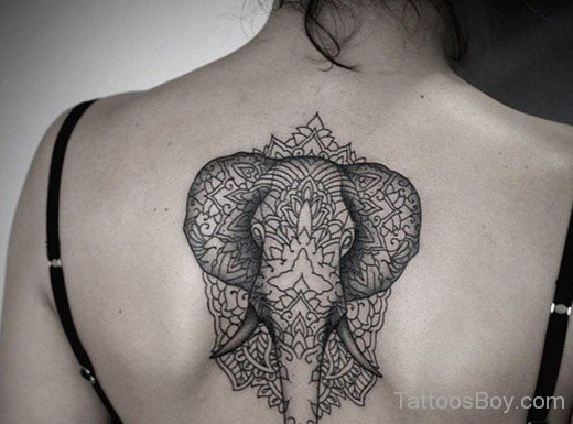 Mandala Elephant Tattoo On Back-TB1031